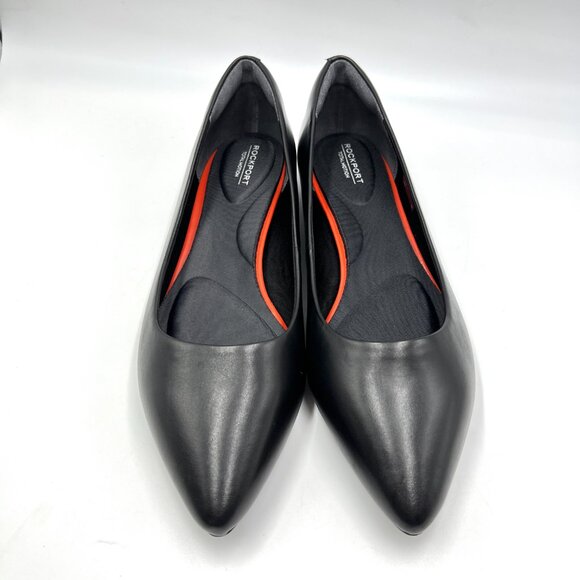 Rockport Womens Size 10.5 Adelyn Black Leather Pointed Toe Ballet Flats Shoes - Picture 2 of 14